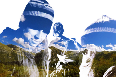 hiker trekkingの写真素材