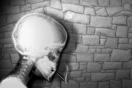 alien smoking a cigaretteの写真素材