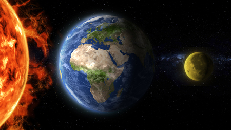 earth and moon aligned, lunar eclipseの写真素材