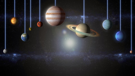 planets of the Solar System abstract backgroundの写真素材