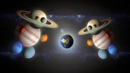 astronauts of planets observe the world planetの写真素材