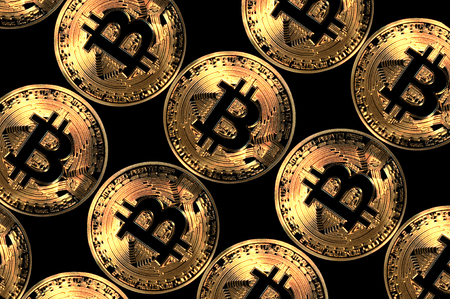 bitcoin coins, virtual currency of blockchain decentralized network technology, illustrationの写真素材