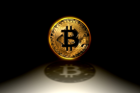 Bitcoin gold coin, the worldwide cryptocurrency and digital payment system, 3D illustrationの写真素材