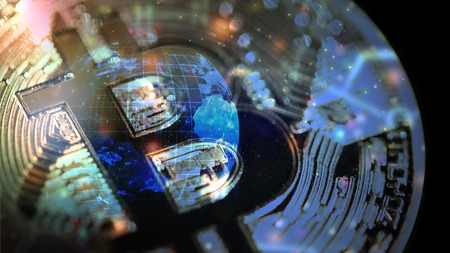 bitcoin worldwide digital currency abstract illustration