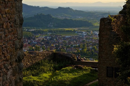 View from the ruin of Schauenburg in Oberkirchの写真素材