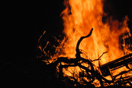 Nighttime fireの写真素材