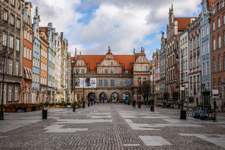 Hansa old houses in Gdansk, Poland, Dlugi Targ Streetのeditorial素材