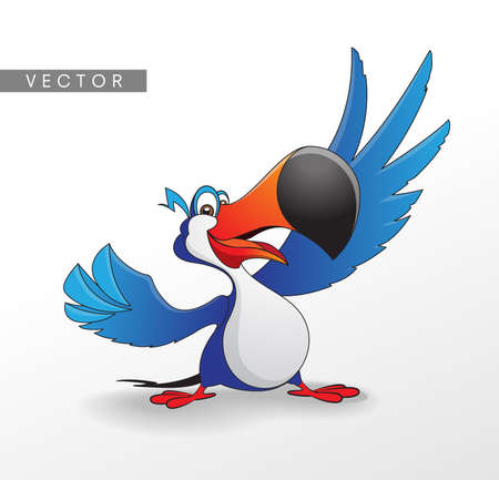 Toucan bird cheerful orange black beak cartoon mascotのイラスト素材