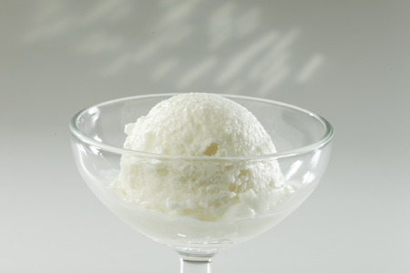 Close up of Scoop of delicious real fresh ice cream in Vanila flavour.の写真素材