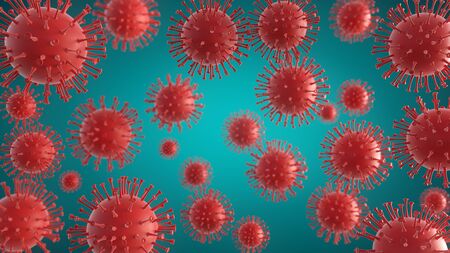 Coronavirus danger and public health risk disease and flu outbreak or coronaviruses influenza as dangerous viral strain case as a pandemic medical concept. 3d rendering.の写真素材