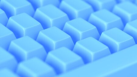 Blue Vintage Computer Keyboard. Close up. 3d illustration 3d renderの写真素材