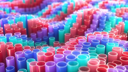 Abstract geometric cloner rings arranged in Digital tubes colorful shapes moving like waves. Colored...