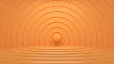 Elegant background with a pedestal and a showcase. Minimalism abstract background, pedestal. 3d illustration, 3d rendering. Beautiful. Luxury Product display, toy, doll. Orangeの写真素材