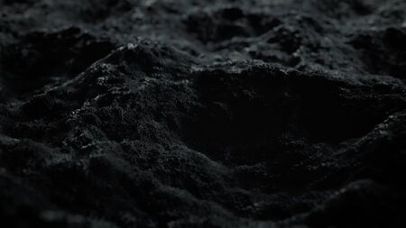 Waves and ripples noise in black ground. Rippled of dark surface. 3D render CG fractal abstract Topographic Waveform.の写真素材