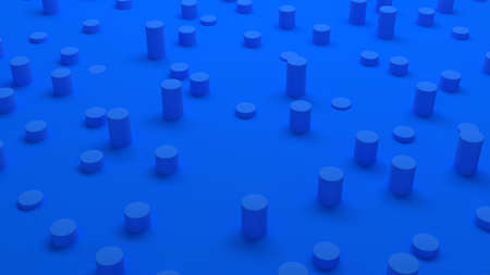 Abstract composition with blue tubes cylinders on blue background. 3d renderingの写真素材