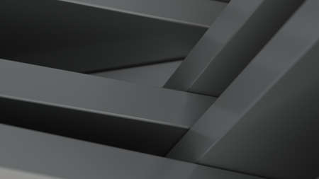 Black metal panels of rectangular shape. Random chaotic position. Abstract composition. 3d rendering