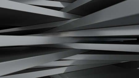 Black metal panels of rectangular shape. Random chaotic position. Abstract composition. 3d renderingの写真素材