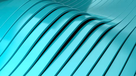 Abstract background with green turquoise wavy stripes. Abstract cut paper stripes. Modern background template for documents, reports and presentations. Sci-Fi Futuristic. 3d renderingの写真素材