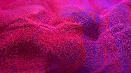 Abstract background with pink purple floating particles with depth of field. Wave with many particles. Digital technology. Futuristic wave. Modern trendy banner or poster design. 3d renderingの写真素材