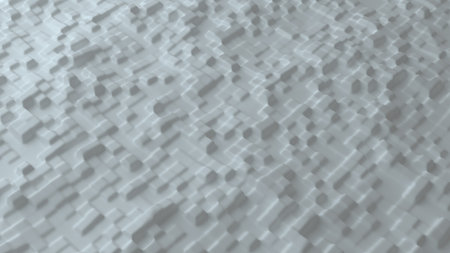 Abstract background with white grid smooth squares. Cell structure surface. Minimal beveled squares...