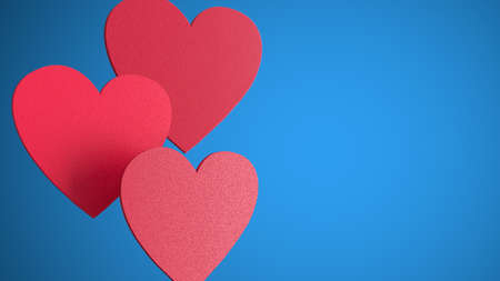 Red hearts on a blue background. Abstract heart. Love symbol. Romantic background for Valentines...