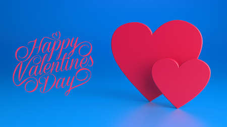 Red hearts on a blue background. Abstract heart. Love symbol. Romantic background for Valentines...