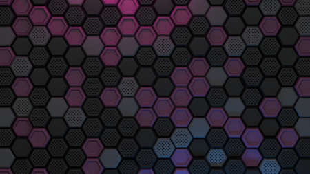 Abstract black hexagonal background. Embossed Hexagon, honeycomb black Background, light and shadow....