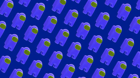 The blue characters on a blue background. Robot for poster. 3d render illustrationの写真素材