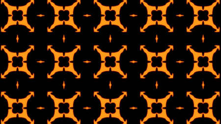 Abstract orange geometric seamless pattern background. Abstract Stripes Kaleidoscope. Fast Psychedelic Colorful Kaleidoscope VJ background. Disco Abstract Background. Kaleidoscope effectの写真素材