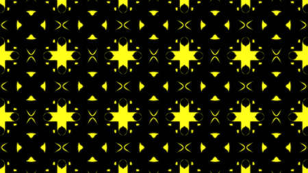 Abstract yellow geometric seamless pattern background. Abstract Stripes Kaleidoscope. Fast Psychedelic Colorful Kaleidoscope VJ background. Disco Abstract Background. Kaleidoscope effectの写真素材