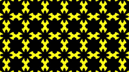Abstract yellow geometric seamless pattern background. Abstract Stripes Kaleidoscope. Fast Psychedelic Colorful Kaleidoscope VJ background. Disco Abstract Background. Kaleidoscope effectの写真素材