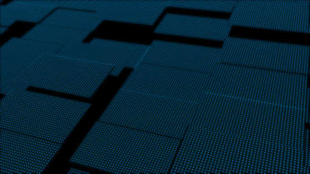 3D Abstract blue cubes. VJ isometric geometric mosaic waves pattern. Abstract geometric digital...