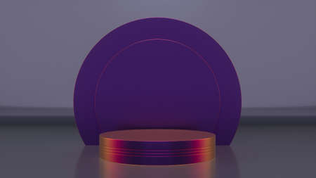 Mock up neon winner podium on purple background. Luxury background for branding and product...