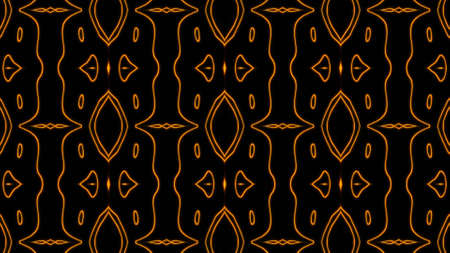 Abstract orange geometric seamless pattern background. Abstract Stripes Kaleidoscope. Fast Psychedelic Colorful Kaleidoscope VJ background. Disco Abstract Background. Kaleidoscope effectの写真素材