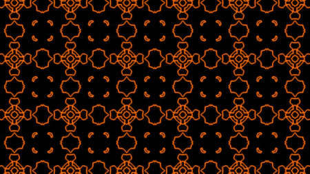 Abstract orange geometric seamless pattern background. Abstract Stripes Kaleidoscope. Fast Psychedelic Colorful Kaleidoscope VJ background. Disco Abstract Background. Kaleidoscope effectの写真素材