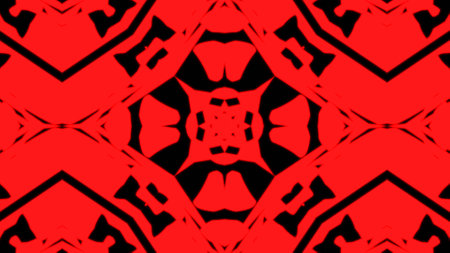 Abstract red geometric seamless pattern background. Psychedelic Colorful VJ background. Disco Abstract Motion Background. Kaleidoscope effectの写真素材