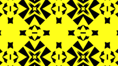 Abstract yellow geometric seamless pattern background. Abstract Stripes Kaleidoscope. Fast Psychedelic Colorful Kaleidoscope VJ background. Disco Abstract Background. Kaleidoscope effectの写真素材