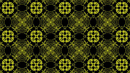 Abstract yellow geometric seamless pattern background. Abstract Stripes Kaleidoscope. Fast Psychedelic Colorful Kaleidoscope VJ background. Disco Abstract Background. Kaleidoscope effectの写真素材