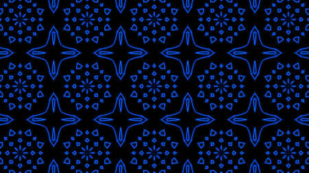 Abstract blue geometric seamless pattern background. Abstract Stripes Kaleidoscope. Psychedelic Colorful Kaleidoscope background. Disco Abstract Background. Kaleidoscope effectの写真素材