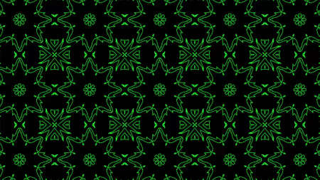 Abstract green geometric seamless pattern background. Psychedelic Colorful Kaleidoscope VJ...