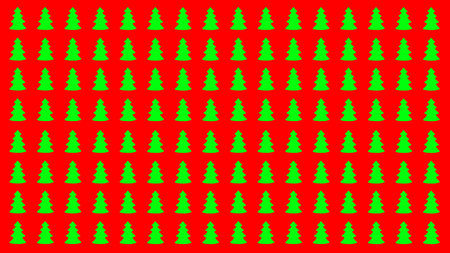 Simple Christmas Tree Seamless Patterns. Green Tree Isolated on a Red Background. Icons of Happy New Year and Christmas Day. Winter Holidays Backgroundの写真素材