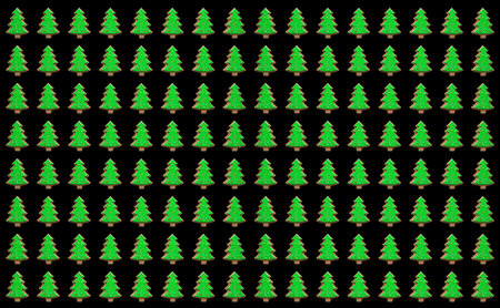 Simple Gingerbread Christmas Tree Seamless Patterns. Green Tree Isolated on a Black Background....