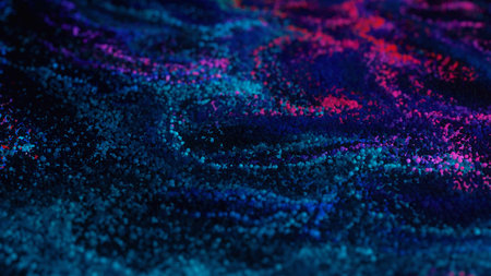 Multicolored particle balls spheres abstract flowing substance liquid with gradient. A stream of...