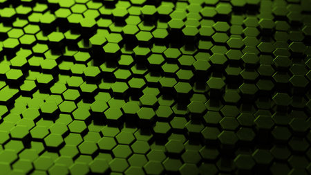 Abstract green honeycomb. Abstract Hexagonal Diamonds. Modern template for documents, reports and presentations. Sci-Fi Futuristic. 3d renderingの写真素材