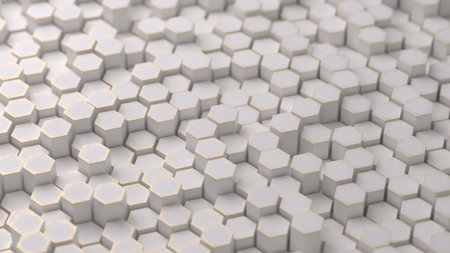 Abstract Honeycomb Background with White Wavy Rhombuses. Abstract Hexagonal Diamonds. Modern...