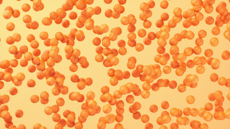Juicy oranges floating against orange background. Mandarin, tangerine, oranges. Selective focus. 3d...