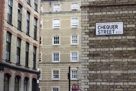 London, England - May 19, 2016: A walk through Checker street in the borough of Islington in London, England.のeditorial素材