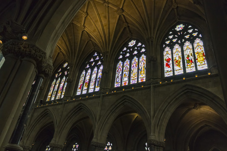 Cambridge, England - July 7, 2016: Inside view of the roman architecture of the Catholic church of Our Lady and the English Martyrs, located in Cambridge, England.のeditorial素材