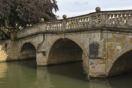 Cambridge, England - July 7, 2016: Architecture view of Clare College ancient bridge in Cambridge, England.のeditorial素材