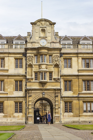Cambridge, England - July 7, 2016: Architecture view of Clare College ancient buildings in Cambridge, England.のeditorial素材